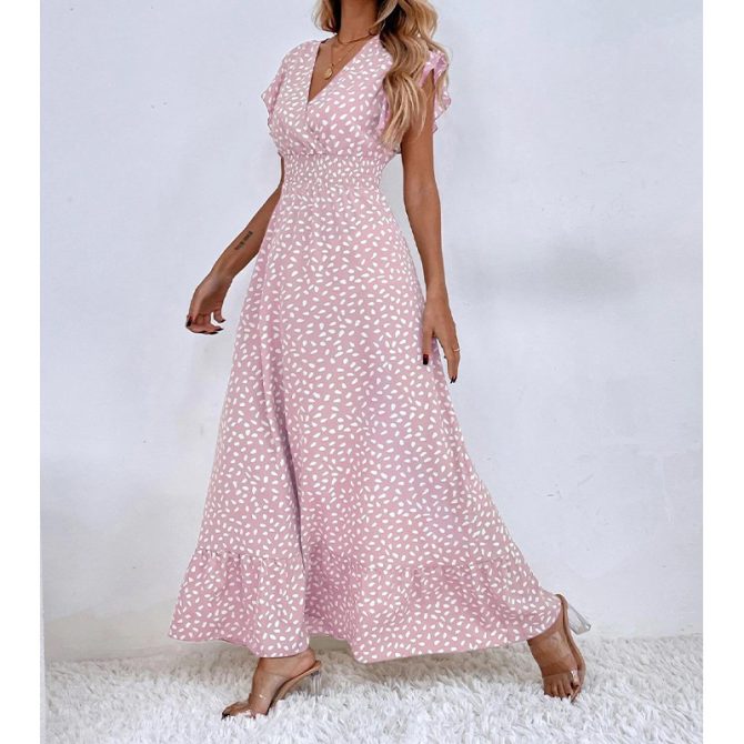 Ruffled V - Neck Dress: - Image 2