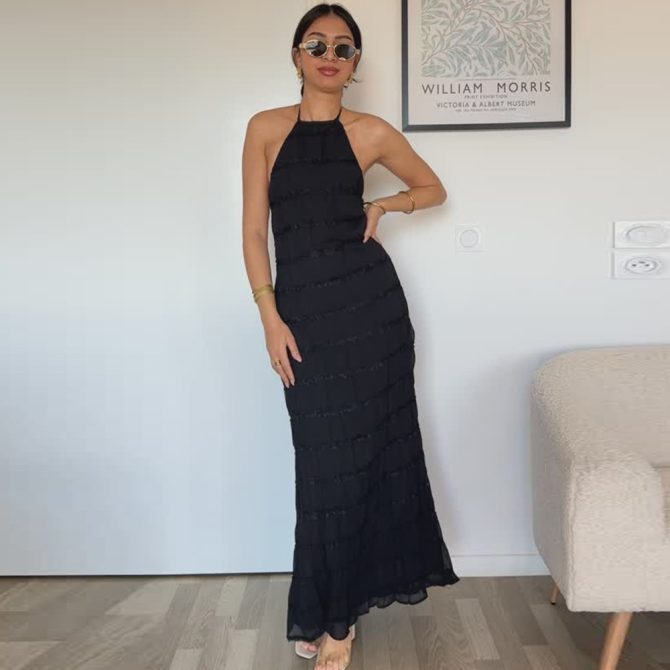 Black Halter Maxi Dress - Image 3