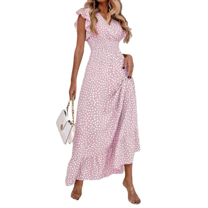 Ruffled V - Neck Dress: - Image 4