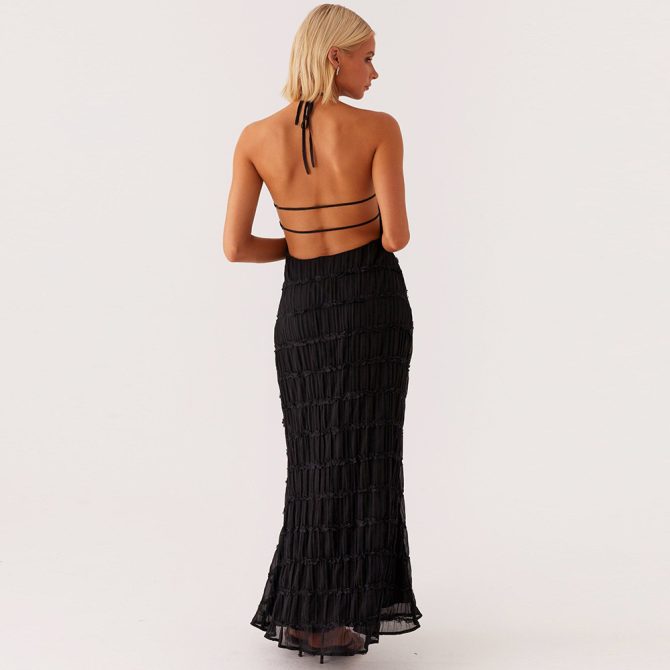 Black Halter Maxi Dress - Image 2